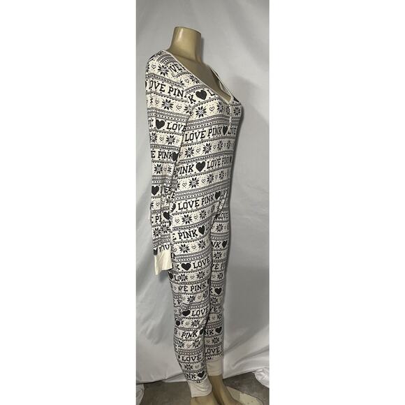 PINK Victoria's Secret Black and Cream Love Print Pajama Set - Picture 3 of 8